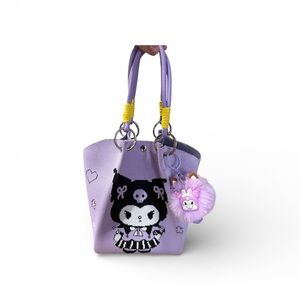 Sanrio Kuromi Purple Knit Mini Tote Bag w/ Pom Pom Charm